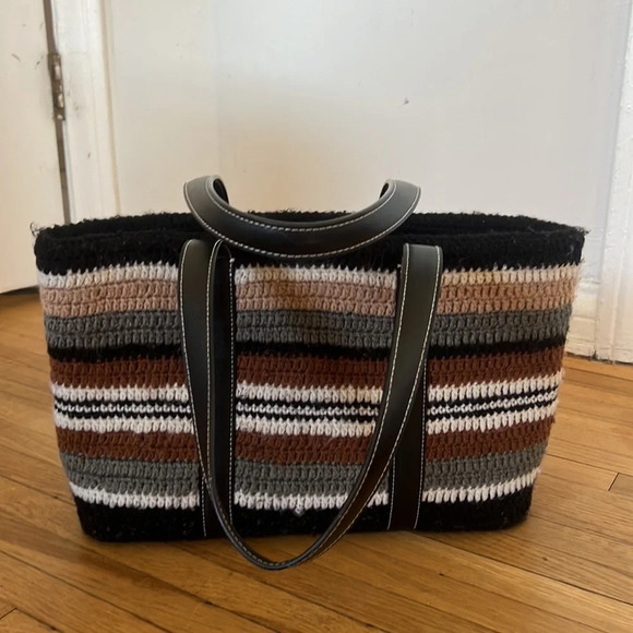 Zara Knit Fringe Striped Shopper Bag - Picture 4 of 7